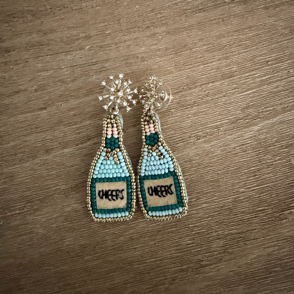 J crew Beaded Champagne Bottle Earrings